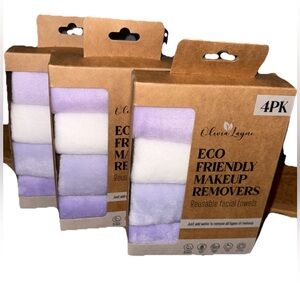 Lot Of 3Olivia Layne Eco Friendly Makeup Removers Reusable FacialTowelsPurple4pk